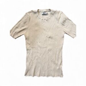 Frame Denim Ivory Ribbed Top